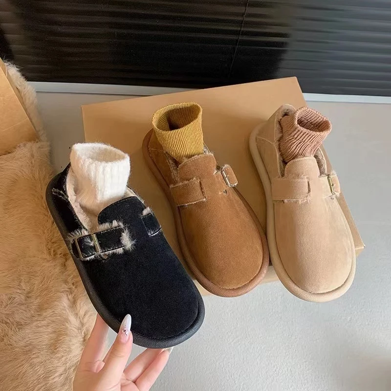 2328冬季新款低帮雪地靴女加绒一脚蹬