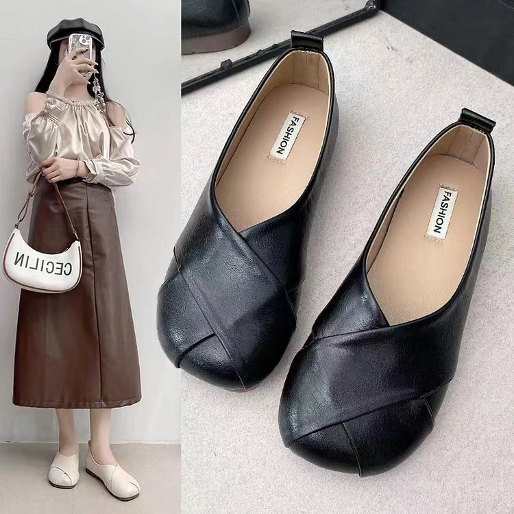 1693秋季新款软底软面擦色单鞋女