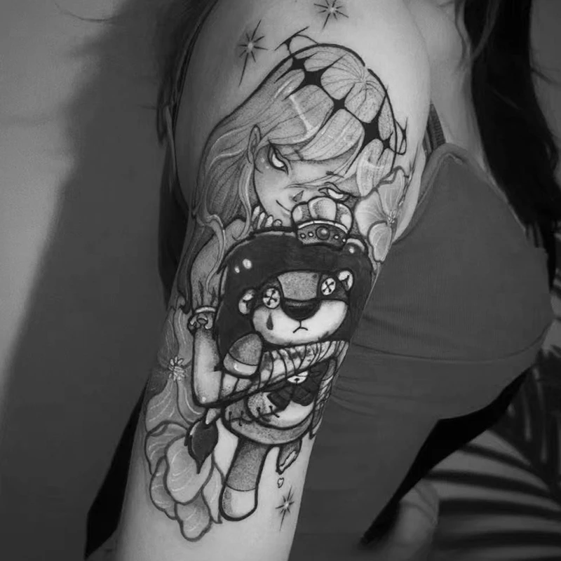 【2张暗黑系】草本纹身贴纸防水持久男款果汁网红女孩可爱贴纸花臂