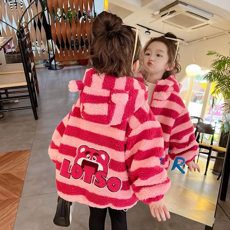 女童羊羔绒外套2025新款宝宝女孩秋冬款加厚毛毛衣服儿童春装上衣