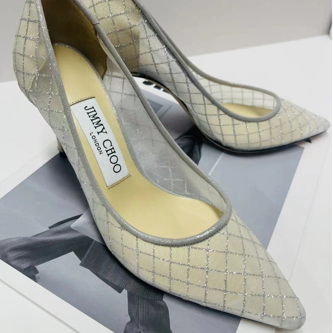 全新未使用 JIMMY CHOO/吉米周 JC银色高跟鞋/35.5码