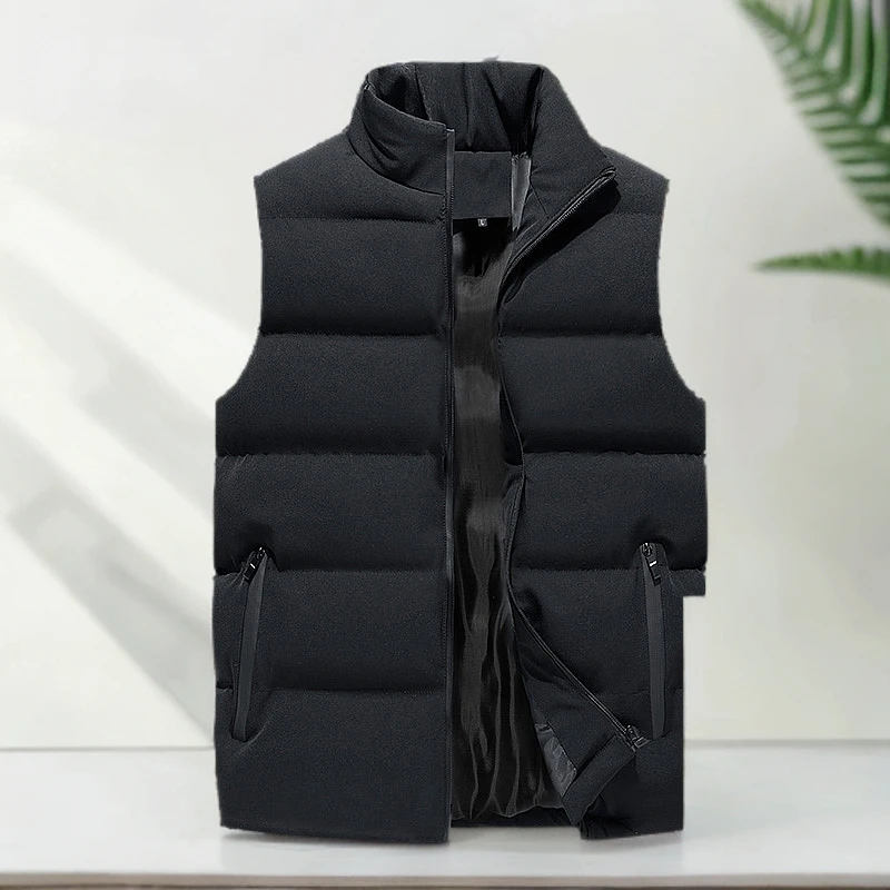 保罗中年男士马甲休闲大码保暖棉爸爸装夹克舒服背心上衣外套