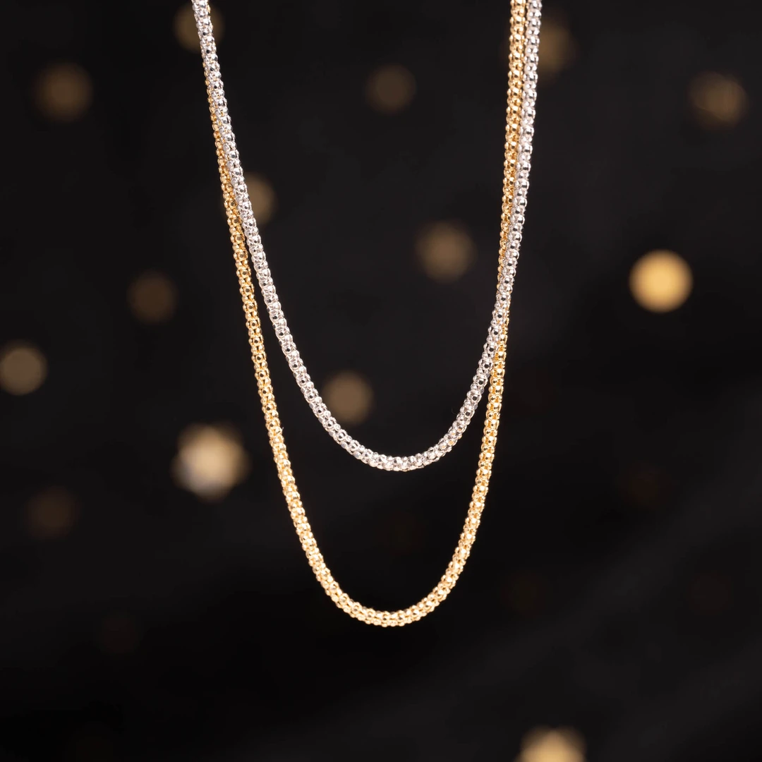 【灯笼链】18K金哑光抽拉1.5mm/浅金黄白毛衣链项链/多样性发其一