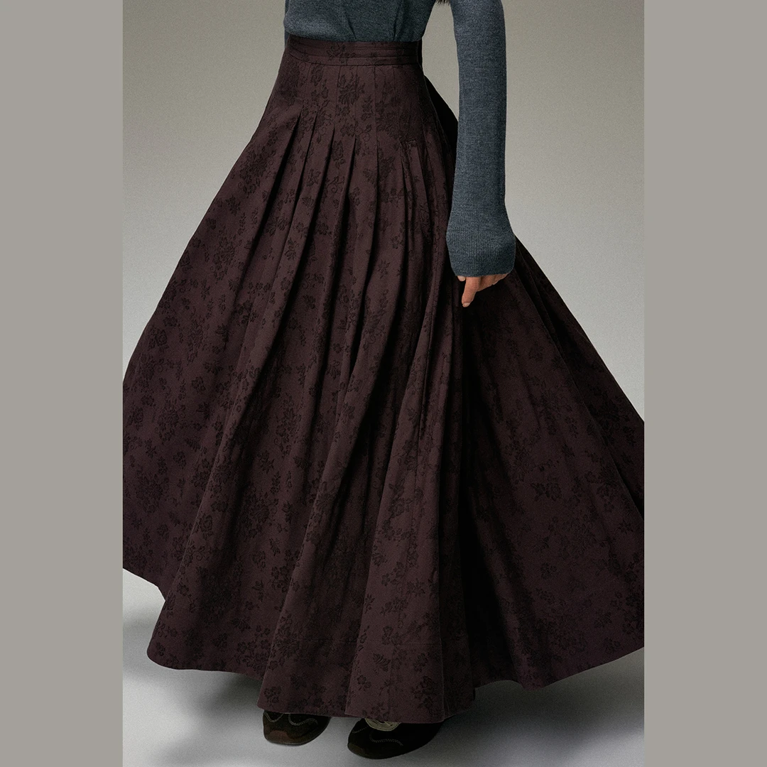 小虫【暮紫】时尚色彩玄学新中式 髙端环葆Viscose棉半裙-T24QBQ084