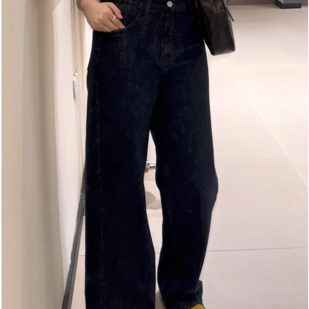 【ZHANG MU CHEN】B1-8010显瘦直筒时尚休闲百搭早秋气质深蓝牛仔裤