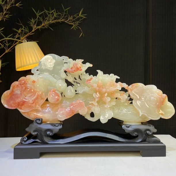 78*15*45cm富贵如意玉雕摆件家居玄关客厅装饰开业乔迁新居送礼