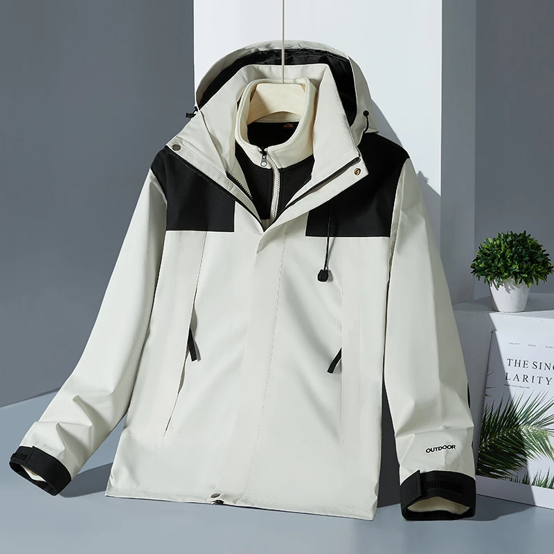 NAIXIANG GOOSE品牌冬季情侣款撞色冲锋抓绒衣两件套 2368-1