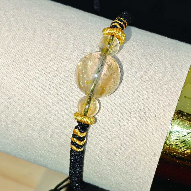 原创DIY款 天然水晶劲秋米金发黄塔晶手绳自由调节【多样性发其一】