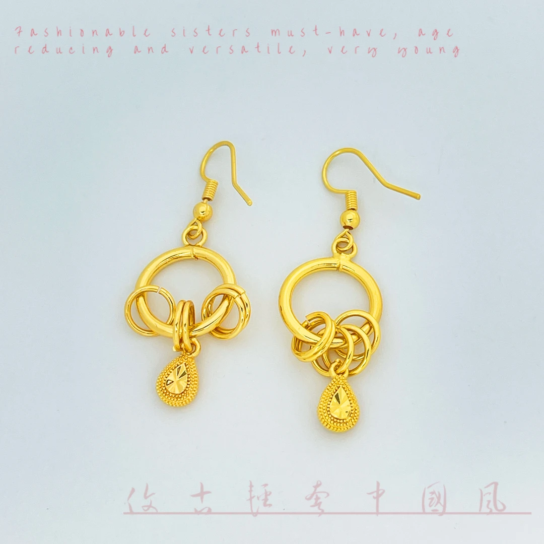 铜合金耳饰 时尚气质百搭款高级感耳饰【水滴圈圈耳勾】