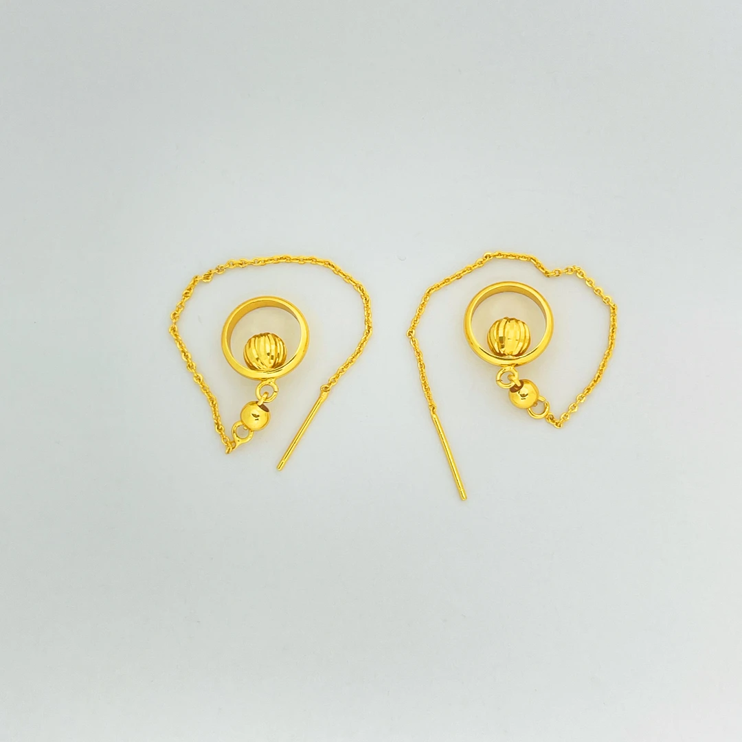 铜合金耳饰 【转运珠珠】设计感链条流苏耳线