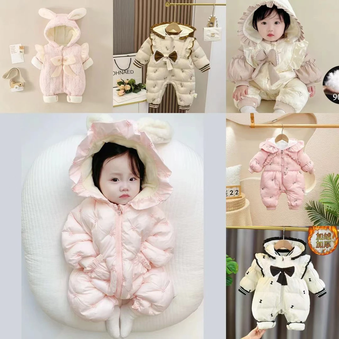 301-380组合秋冬装婴儿连体厚棉衣加绒女宝宝哈衣新生儿外出服