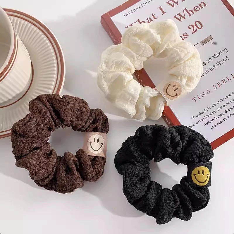 婉之恋2024泡芙猪大肠发圈咖色褶皱头绳皮筋女扎头简约丸子头发圈