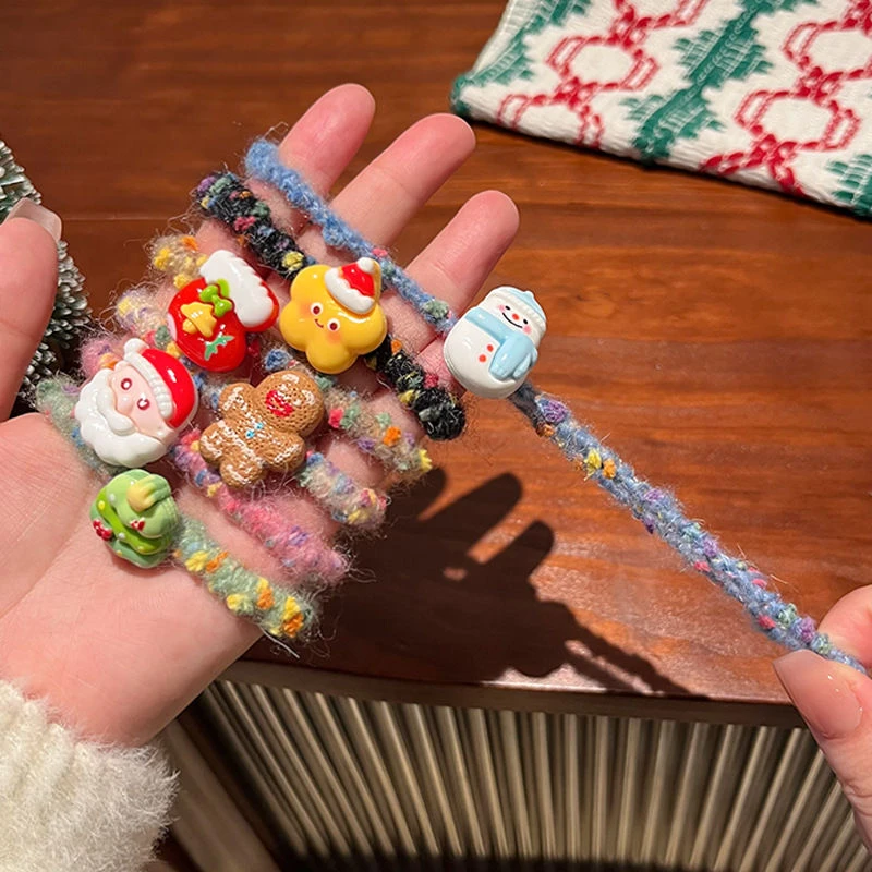 婉之恋圣诞款彩色毛绒发圈高弹力高颜值可爱少女扎头绳甜美发绳