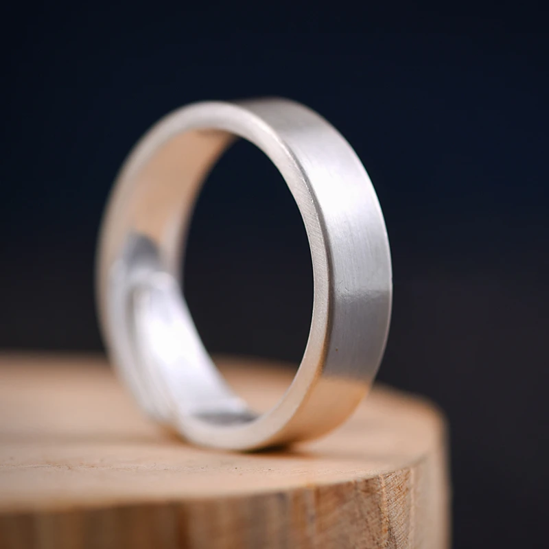 罗泰老银匠 足银戒指 999纯银古法素圈戒指男女士款潮情侣食指戒