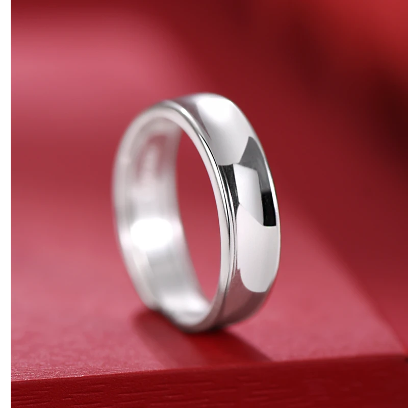 罗泰老银匠 足银戒指 9999纯银素圈情侣戒指男女士款对戒轻奢指环