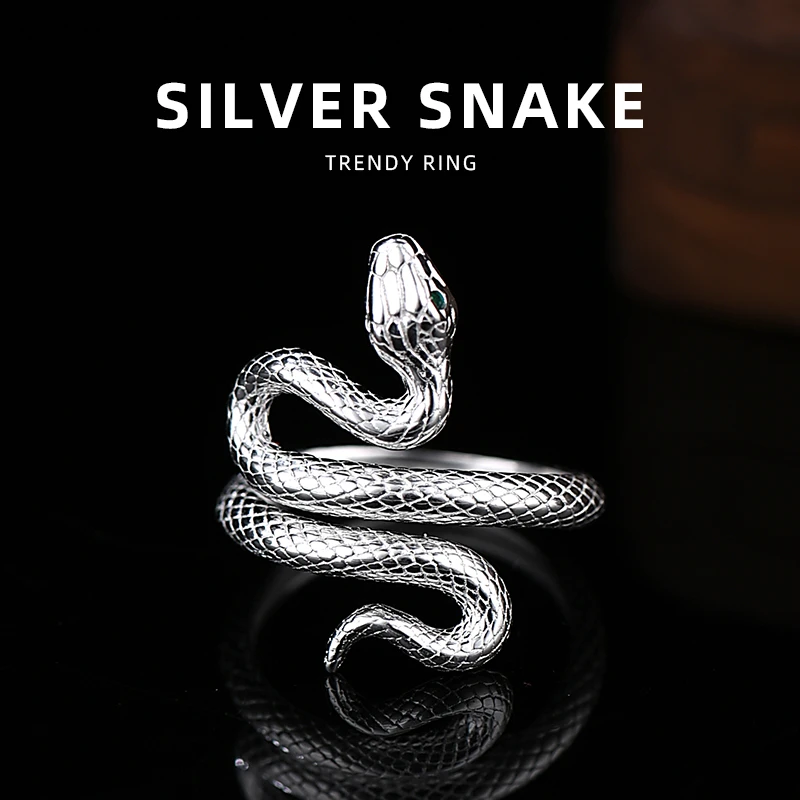 罗泰老银匠 925银戒指 灵蛇戒指男女款时尚小众高级感生肖蛇指环