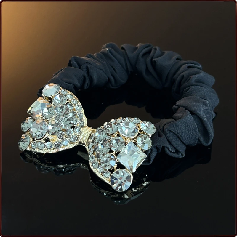 一饰达-6613轻奢流年系列-蝴蝶结亮钻面膜圈发圈发绳黑色头绳