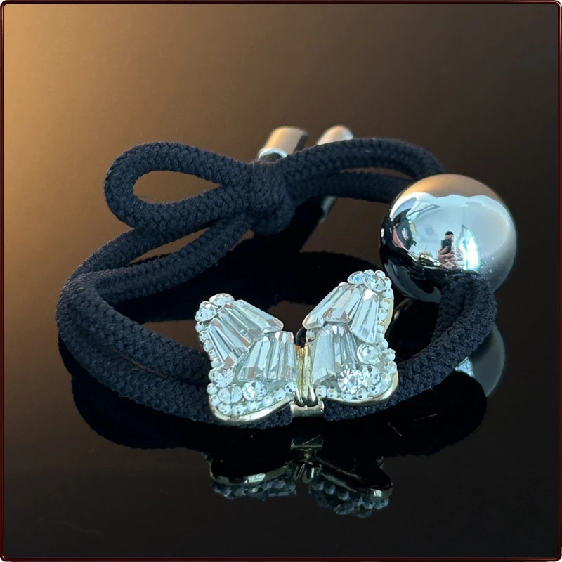 一饰达-6622轻奢蝶恋系列-蝴蝶结大珠子发绳发圈头饰百搭头绳