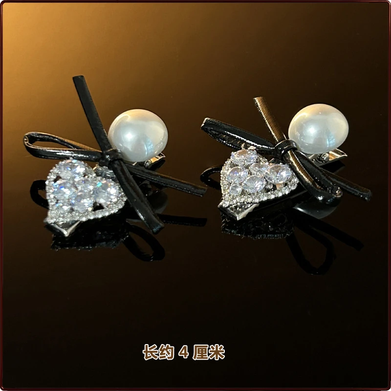 一饰达-6890D轻奢精灵系列-爱心蝴蝶结珠珠鸭夹发夹百搭可爱甜美