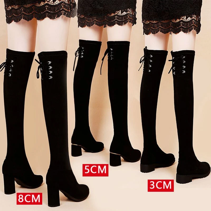 不掉筒过膝长靴女加绒瘦腿弹力靴2023秋冬新款高筒性感显瘦长筒靴