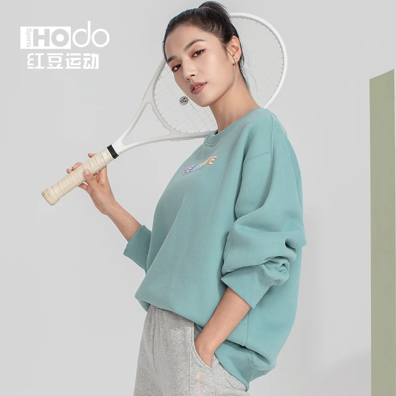 Hodo红豆运动卫衣上衣长袖运动春季宽松圆领时尚户外百搭女士春秋