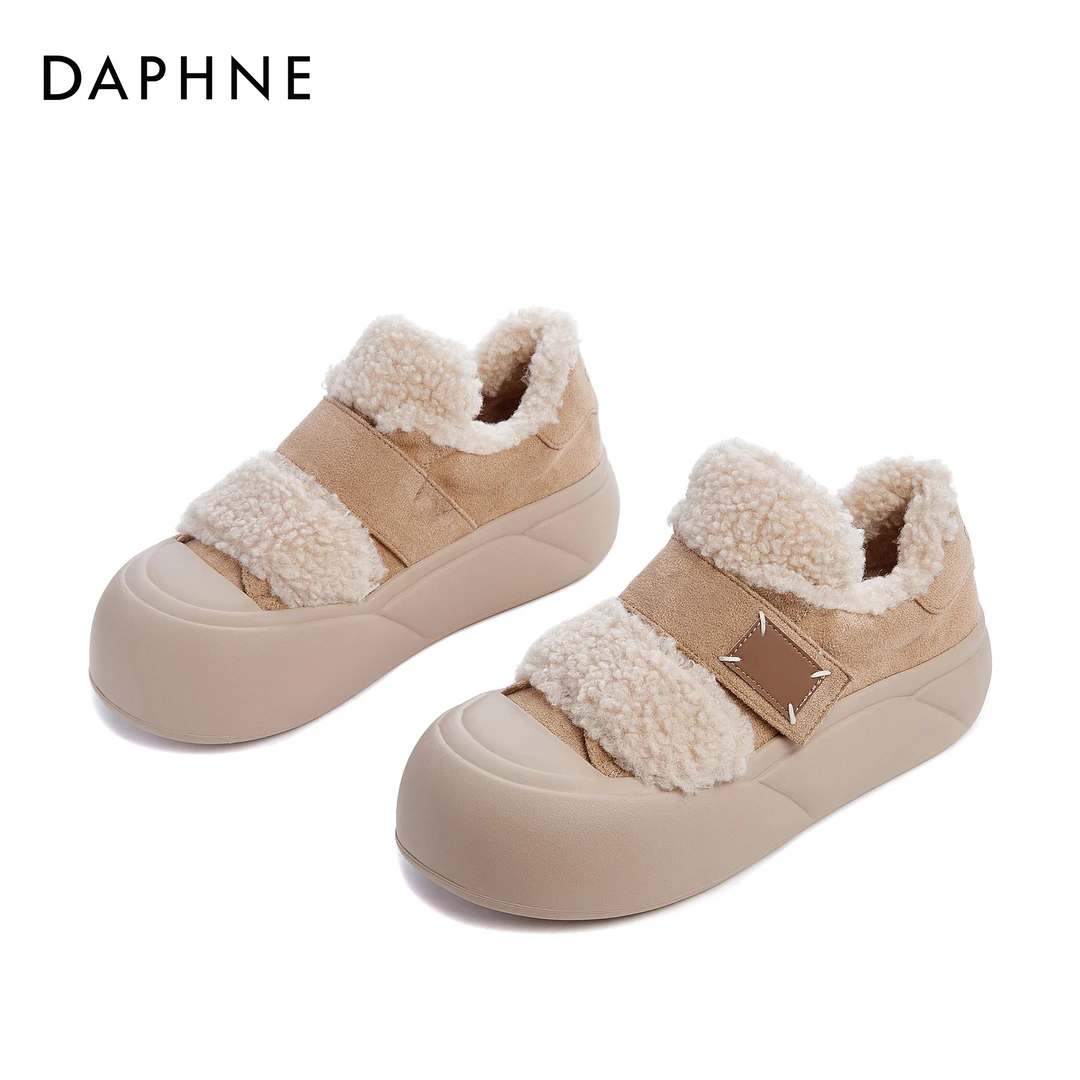 Daphne/达芙妮品牌女鞋秋季新款加绒时尚休闲百搭圆头女鞋