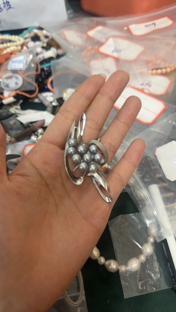 铁合金大理石胸针 中古vintage胸针