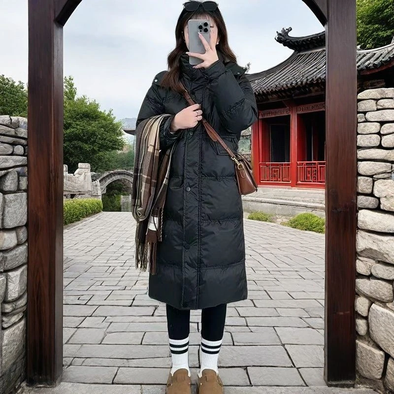 小个子冬中长款立领连帽可拆卸加厚款棉服女外套显瘦时尚秋冬