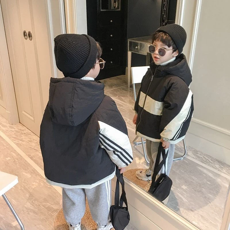 男童2023新款洋气冬季加绒加厚宝宝冬装儿童韩版派克服潮