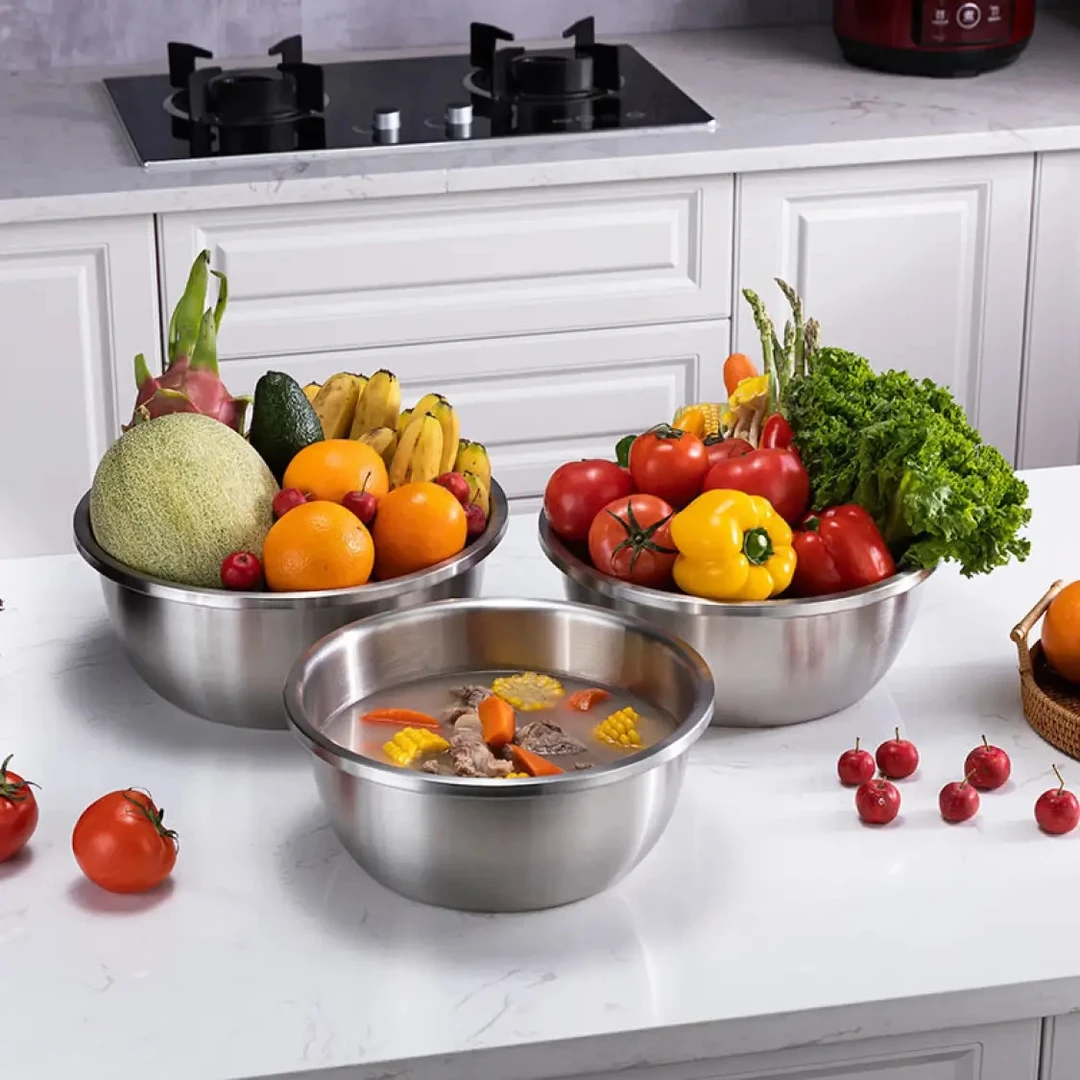 德家304不锈钢料理盆加深家用厨房和面沙拉盆洗菜