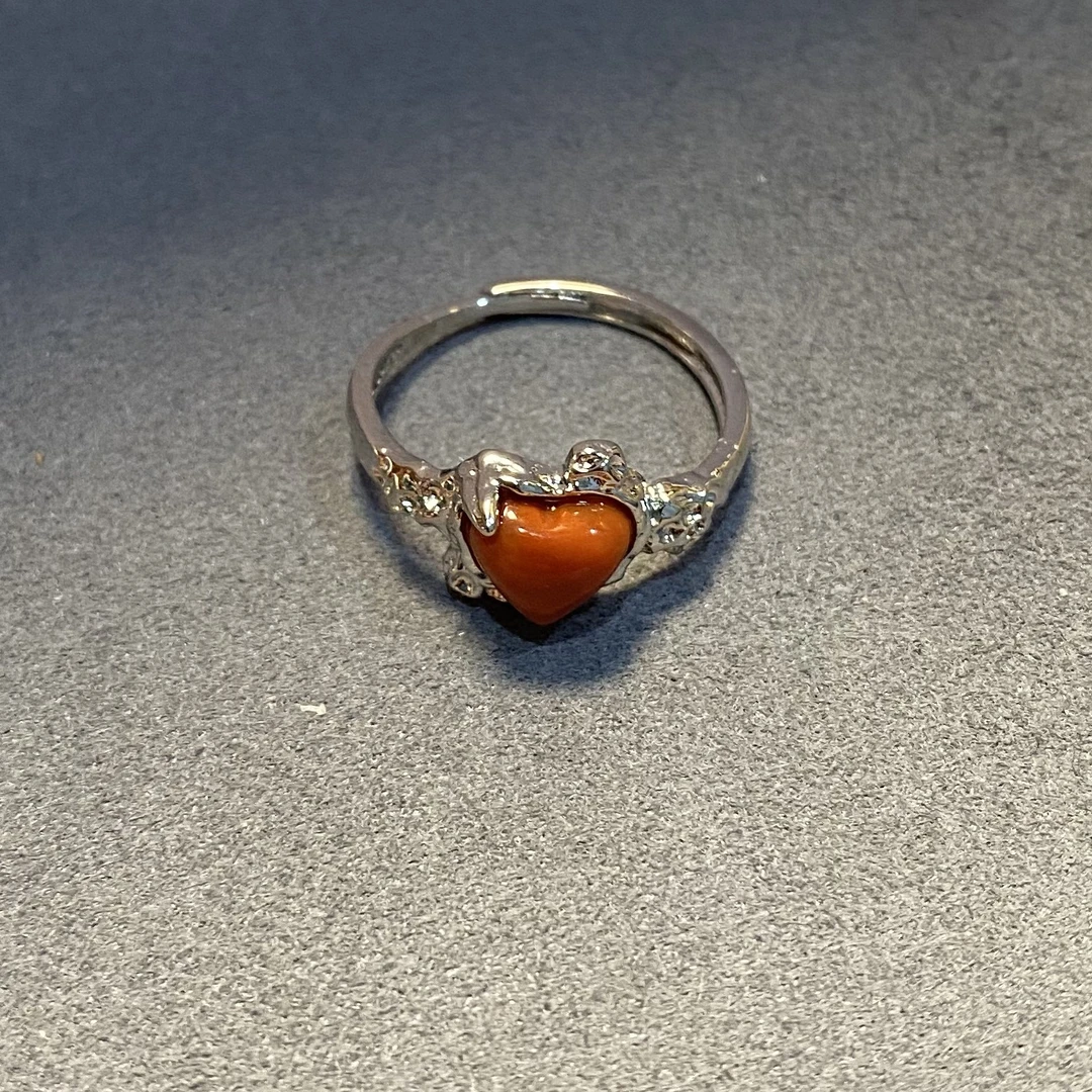 南红玛瑙爱心戒指（多样性发一件）DZ-1233