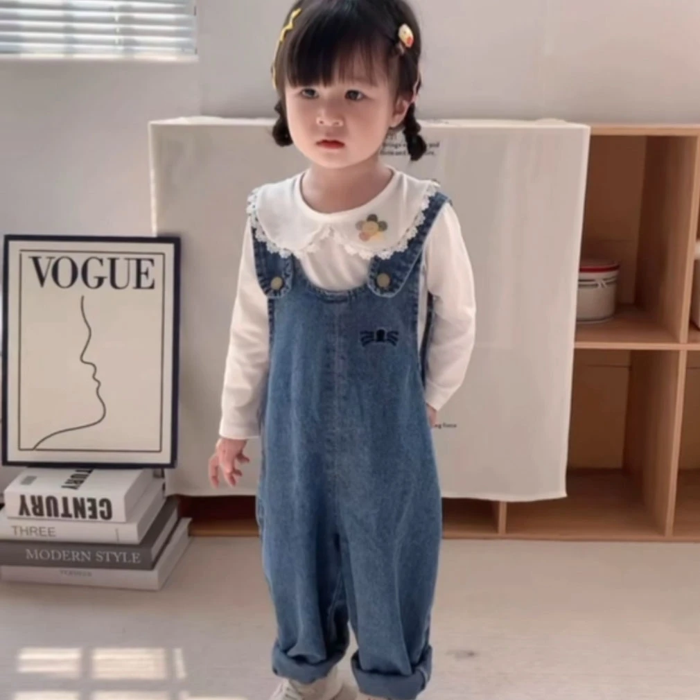 儿童牛仔背带裤婴儿新款兔子耳朵男女24春秋休闲洋气时尚宽松长裤