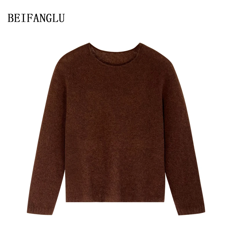 【北方鹿】秋冬新款韩系复古慵懒宽松软糯圆领套头针织衫1515