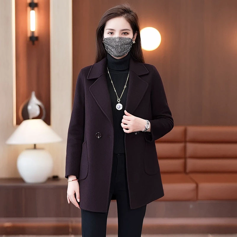 双面羊毛大衣女中长款2025年秋冬呢大衣新款小个子高端羊毛呢外套