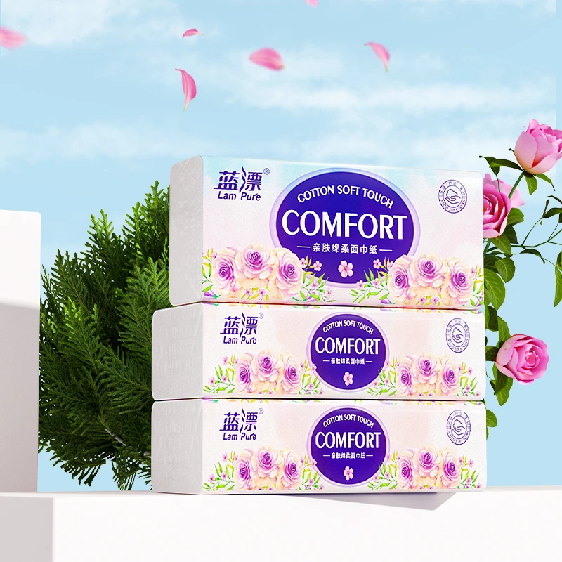 【到手4包】蓝漂白色亲肤抽纸巾-YX