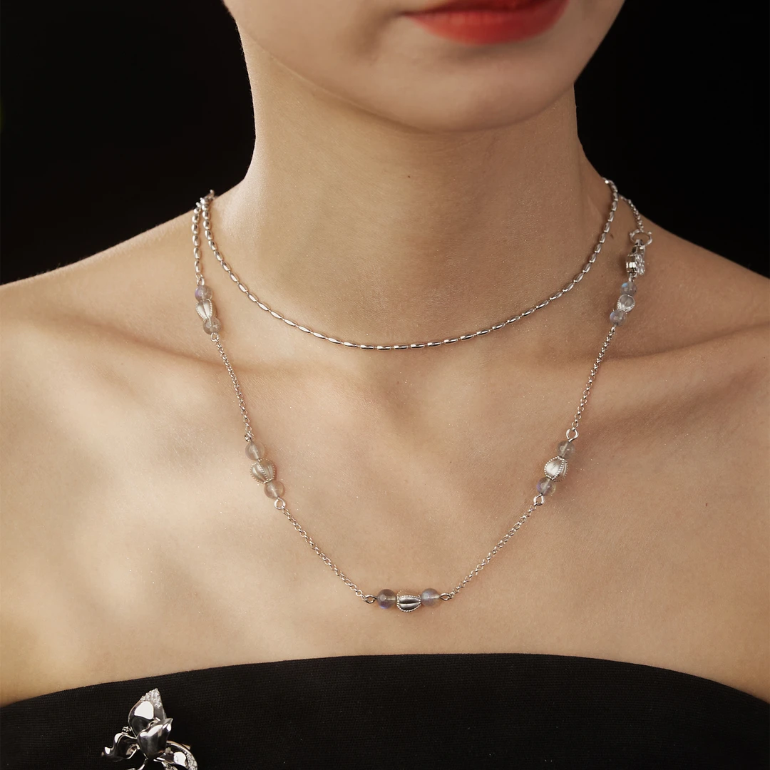 一川月白 坠链均925银 原创轻奢小众时尚百搭气质【夜月兰苕项链】