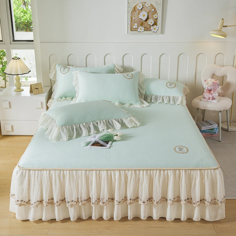 高端100%凉感冰岛赋能冰丝席三件套夏天专用空调软席可裸睡可水洗