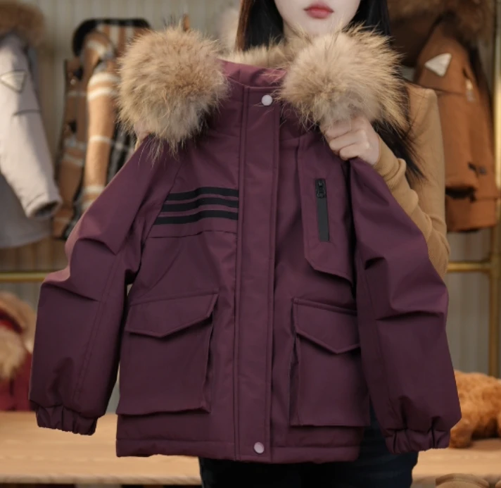 2024年新款秋冬百搭时尚洋气百搭外套毛毛领中长款连帽冬季派克服