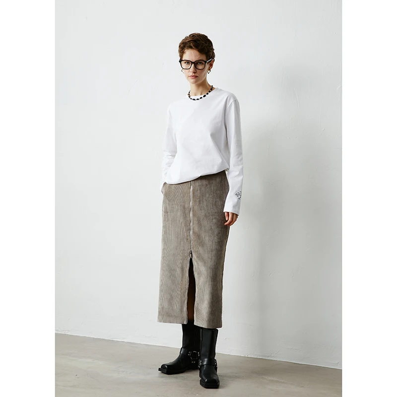 INFFTRU定制高支高密匹马棉绣花长袖 T 恤