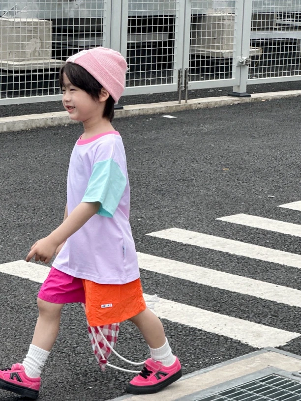 童装套装女童运动洋气夏季时尚休闲撞色拼色韩版时髦中大童宽松