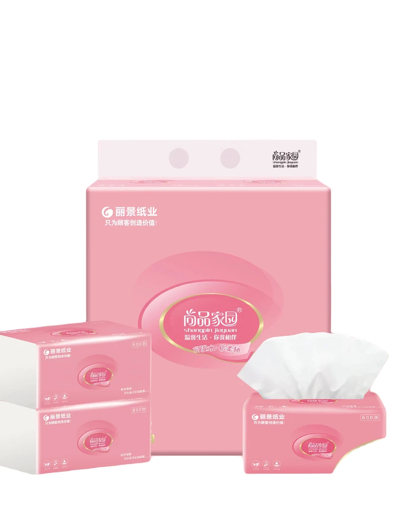 5层实惠加大家用抽纸大包装600张母婴亲肤原生木浆可湿水柔肤纸巾
