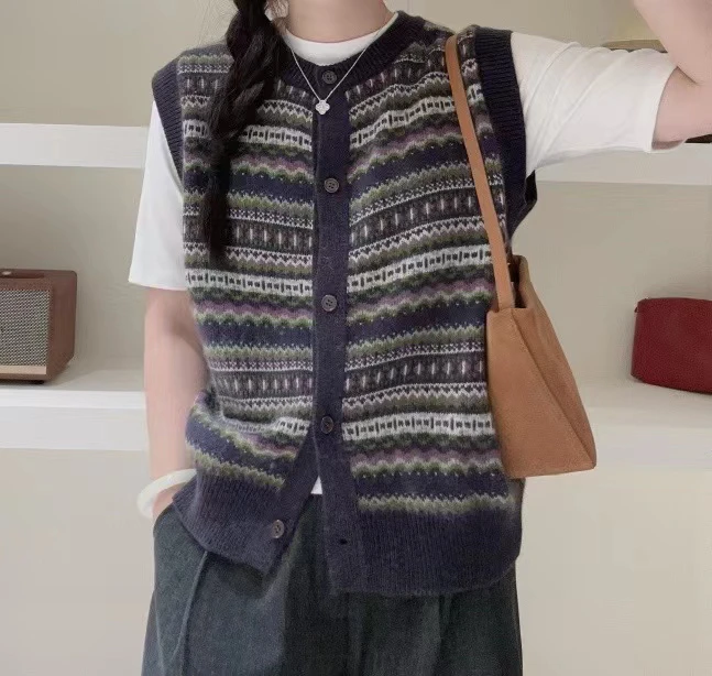 杨姐家 提花马甲背心 百搭洋气气质 2412