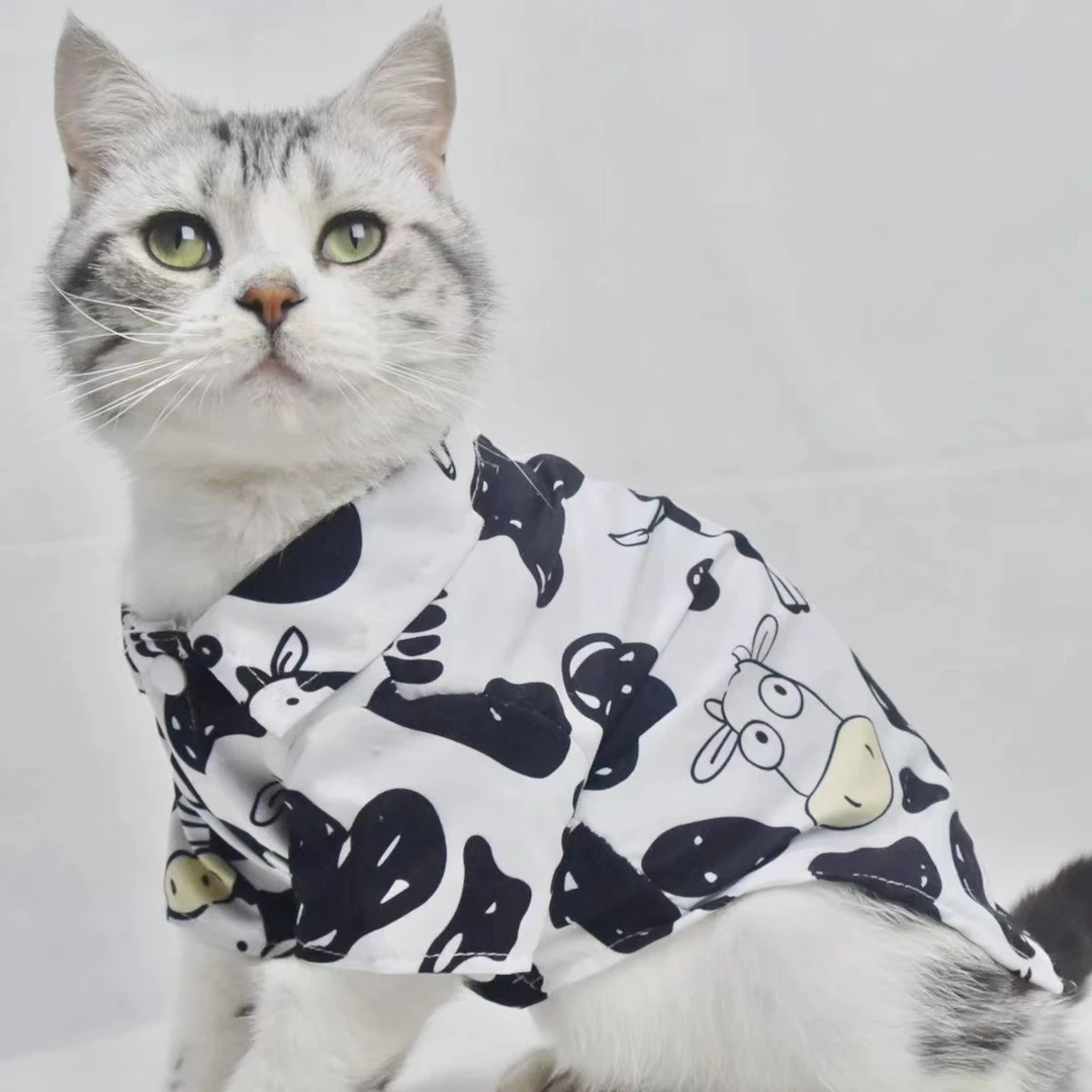 宠物狗狗猫咪衣服春夏薄款奶牛衬衫泰迪雪纳瑞猫咪比熊中小型犬衣