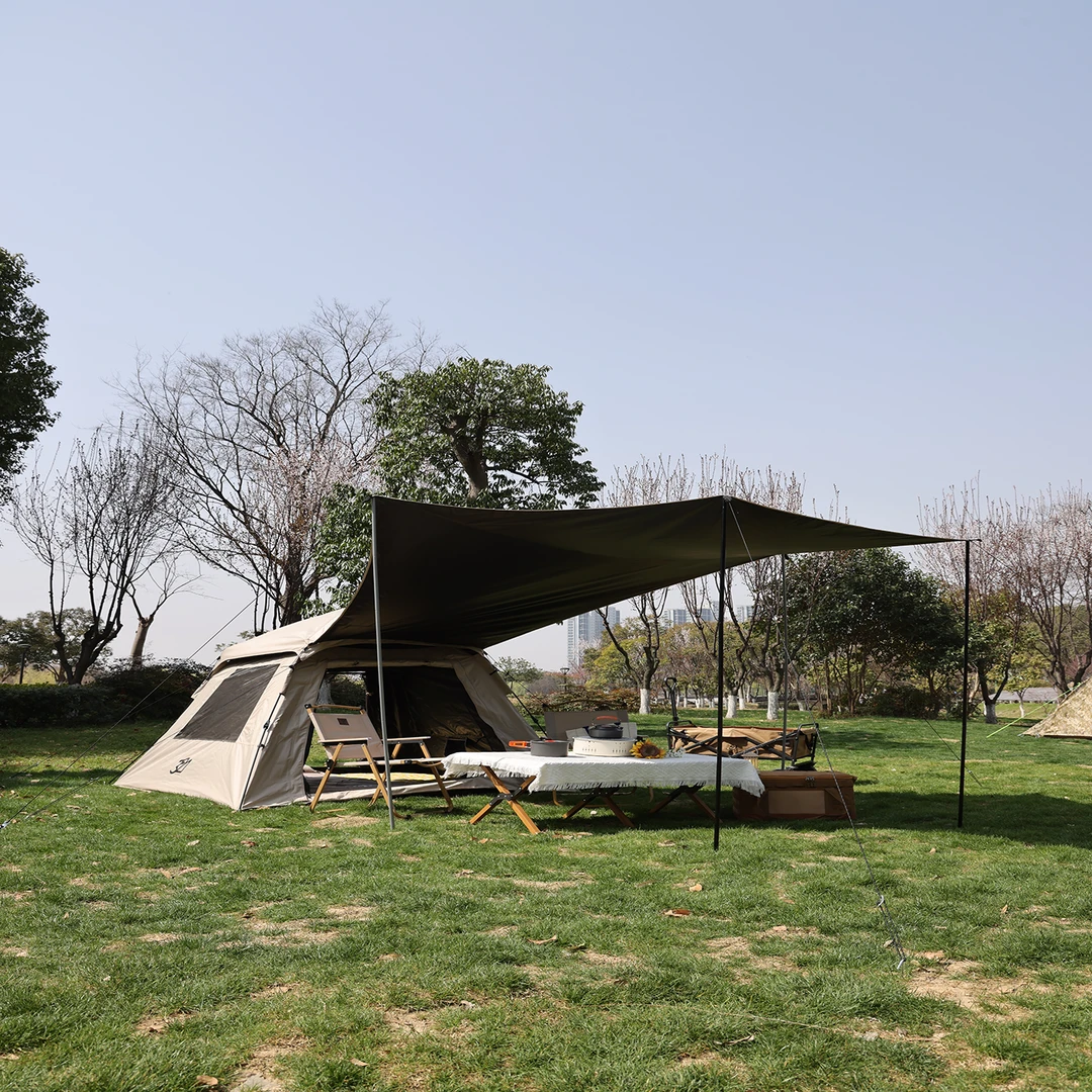 黑胶帐篷天幕二合一升级加厚防晒防风防雨全自动免搭建露营野营