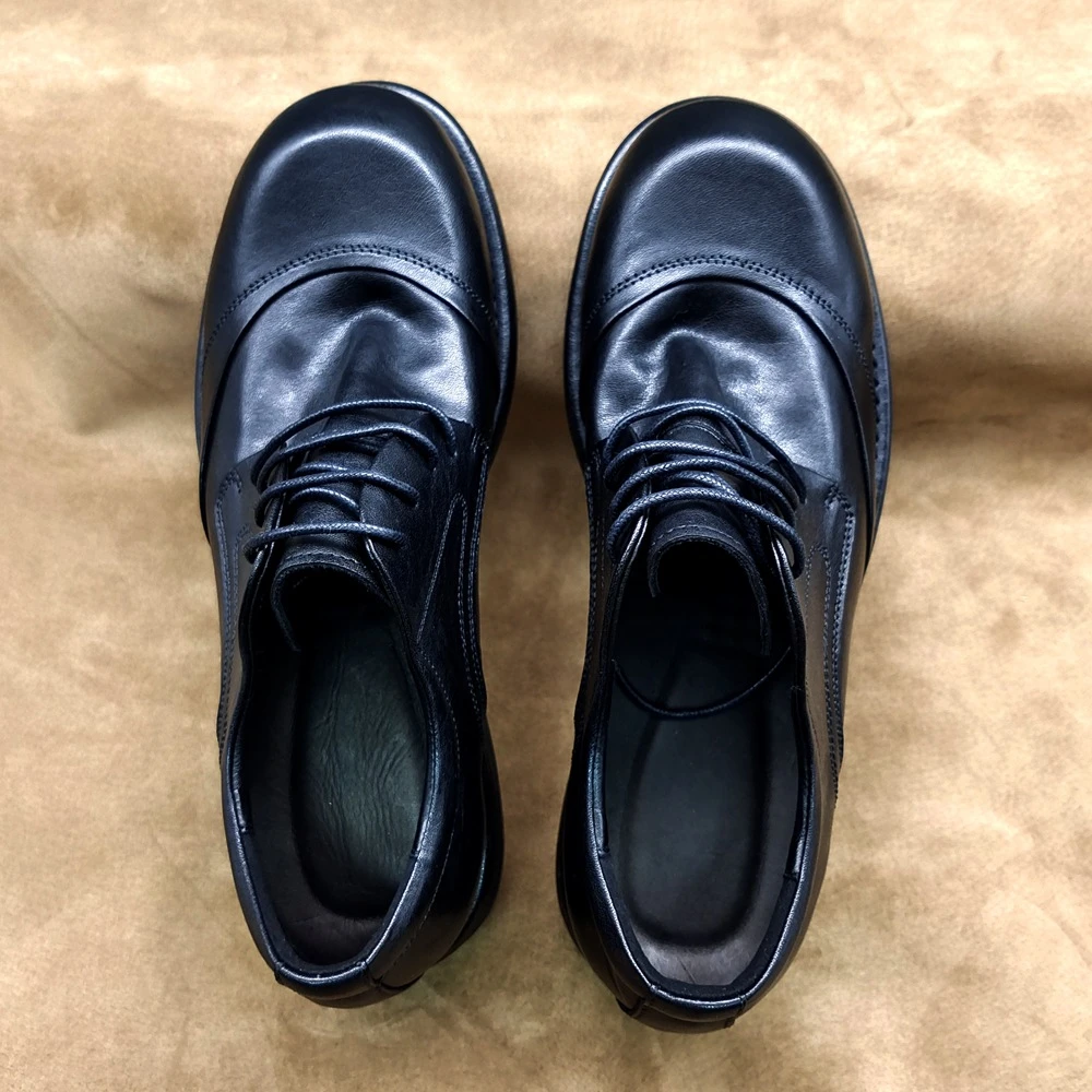 真皮水洗马皮大头皮鞋系带软皮软底时尚复古商务通勤休闲手工男鞋