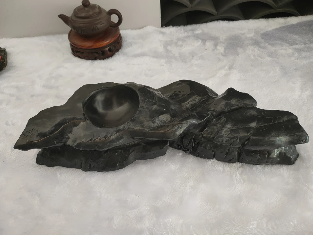 精品灵璧石摆件砚台烟灰缸