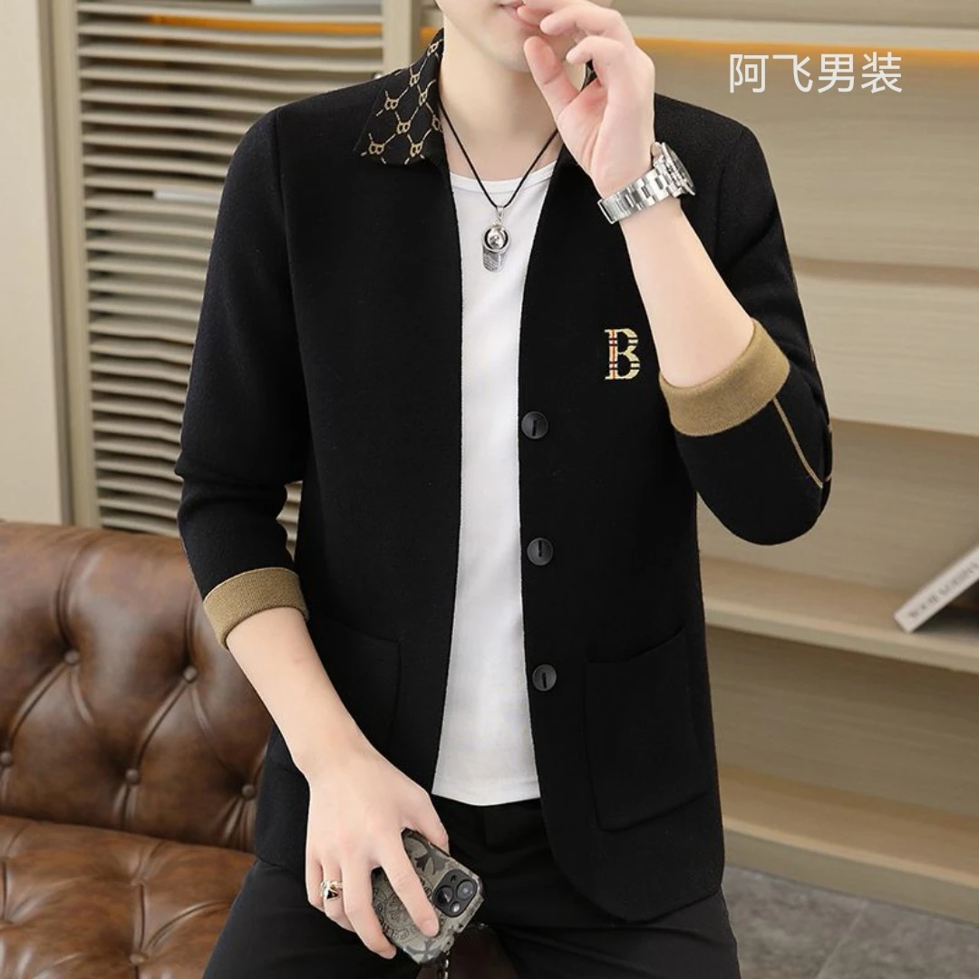 阿飞男装2025男士春季新款潮流帅气百搭高品质针织开衫毛衣外套男