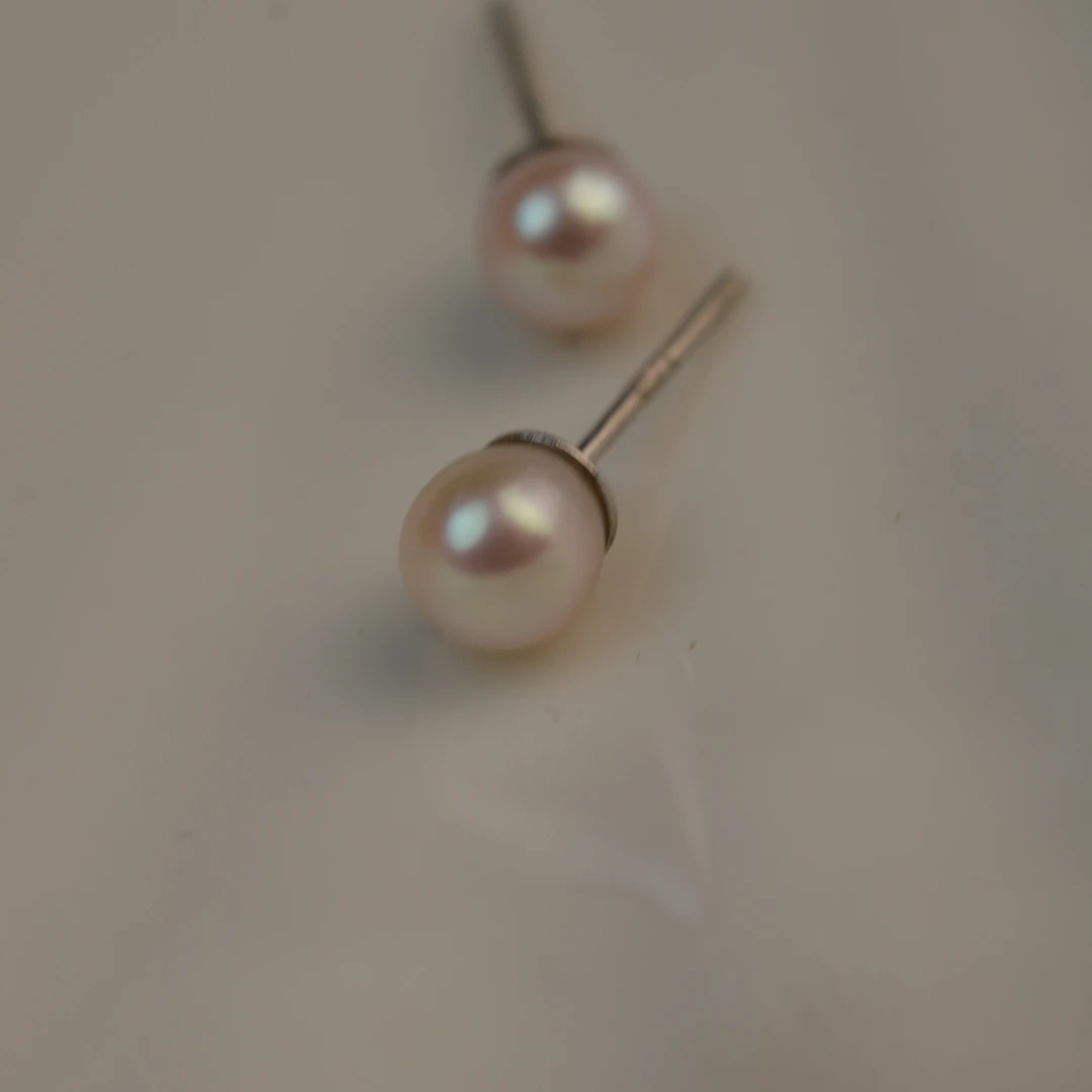 mini小尺寸 Akoya海水珍珠耳钉 925银 约5MM