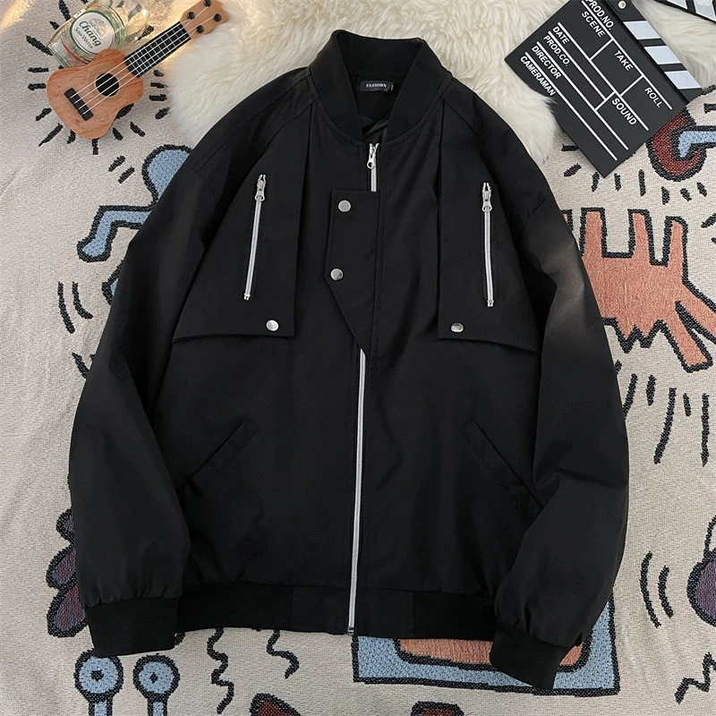 美式高街飞行员夹克男款男生春秋季宽松工装棒球服潮牌痞帅外套