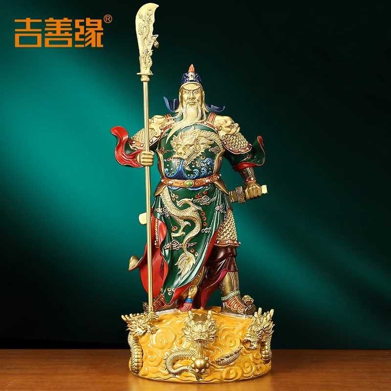 《九龙关公》铜关公关二爷神像摆件全铜武财神关羽佛像客厅玄关装饰